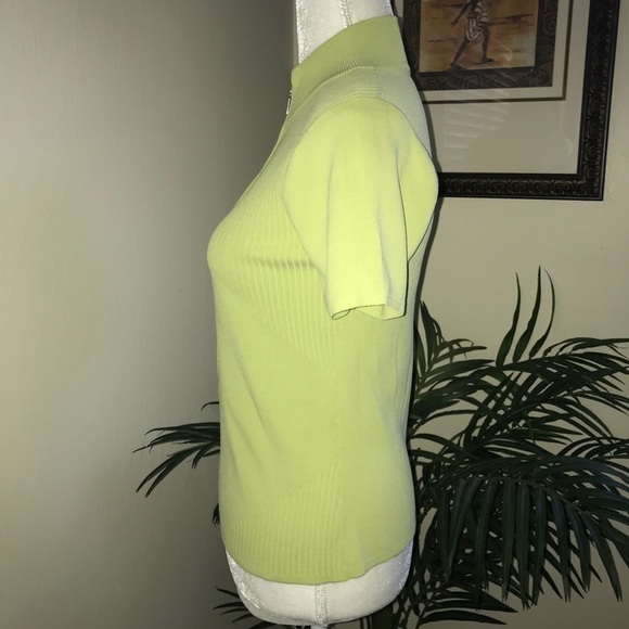 2/$20 Carducci StretchKnit Short Sleeve Zipper Front Top - Picture 7 of 7